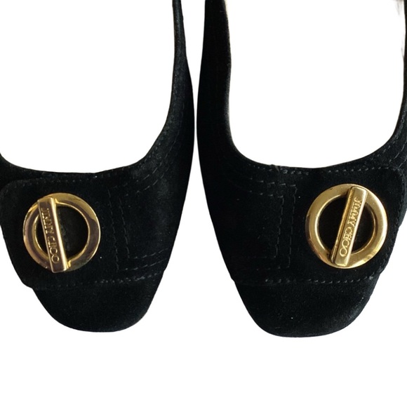 Jimmy Choo Shoes - Jimmy Choo Chic Black & Gold Suede Women's Flats Size 10